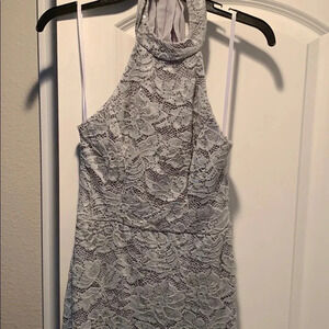 B Darlin Halter Lace and Sequin Long Dress